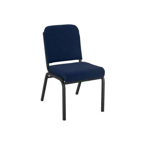 KFI Stacking Chair with Front Roll - Armless - 2" Navy Fabric/Black Steel Frame